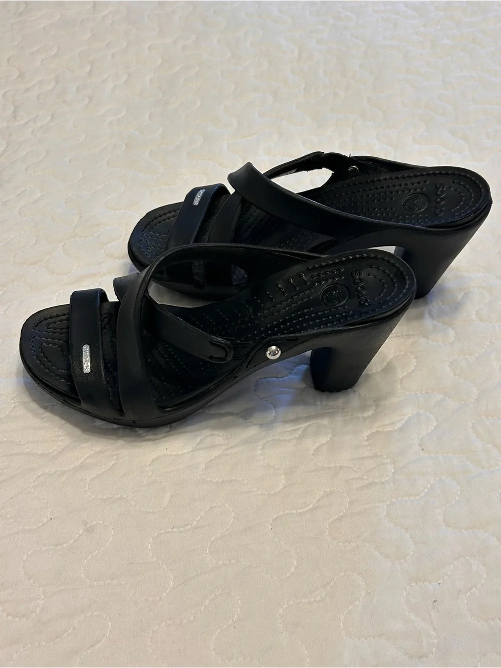 Crocs Cyprus IV Black Heels Women's Size 8 Style #14558